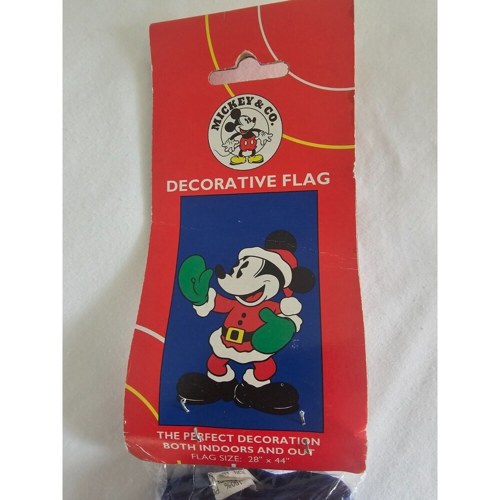 New in package Mickey Santa Green Mittens Standard House Flag by NCE #45551